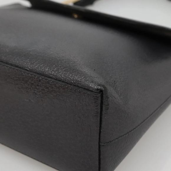 GUCCI Bamboo Hand Bag Leather Gold Charcoal gray 001 3444 1887 Auth 138139 - Picture 9 of 16